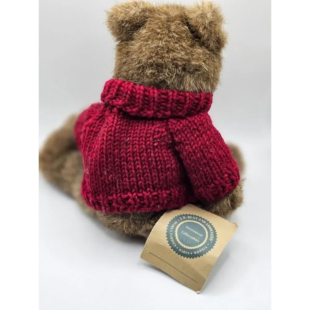 Vintage 1985-1995 Boyds Bears Winston B Bean Teddy Bear Red Sweater Tags